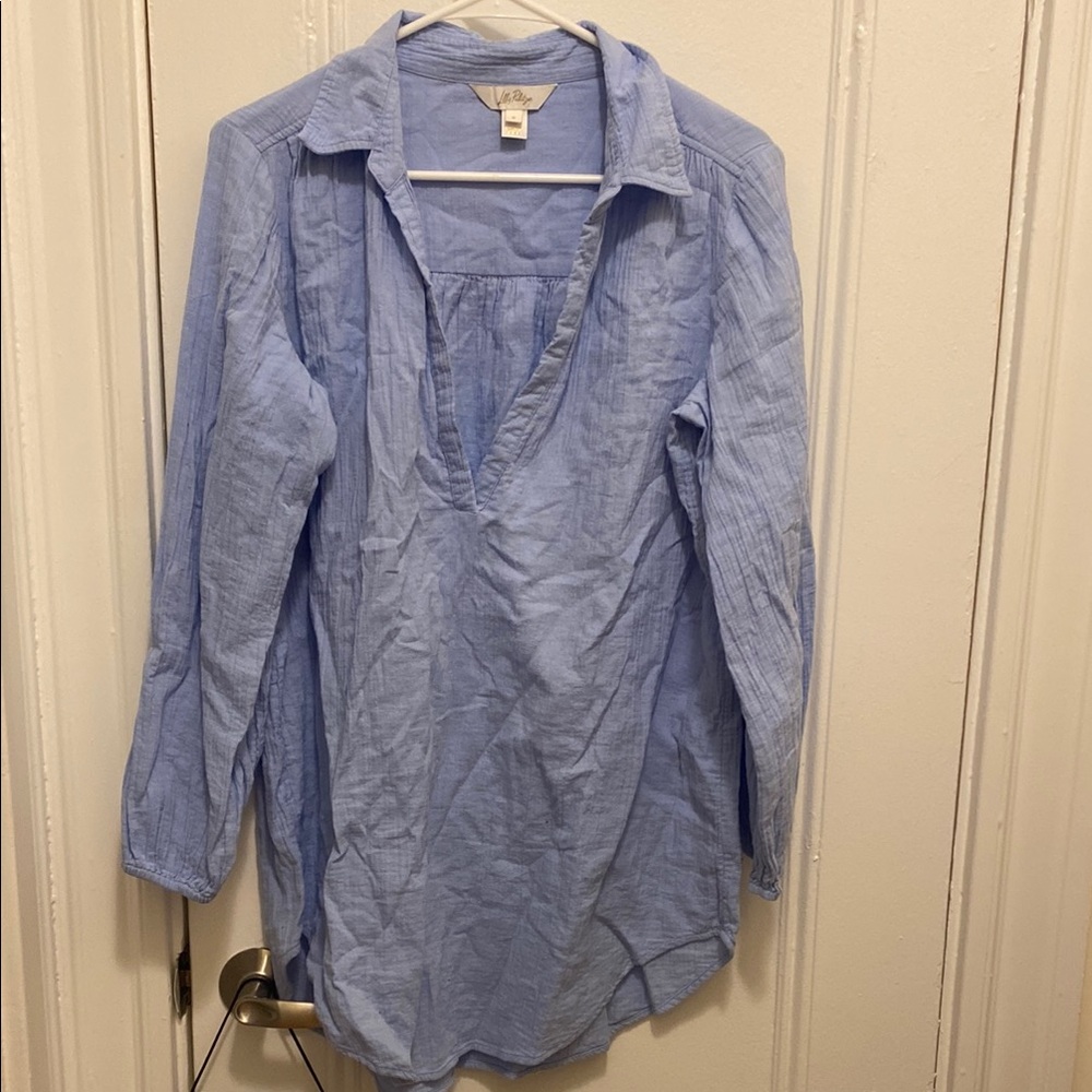 Lilly Pulitzer Light Blue Cotton Tunic Shirt